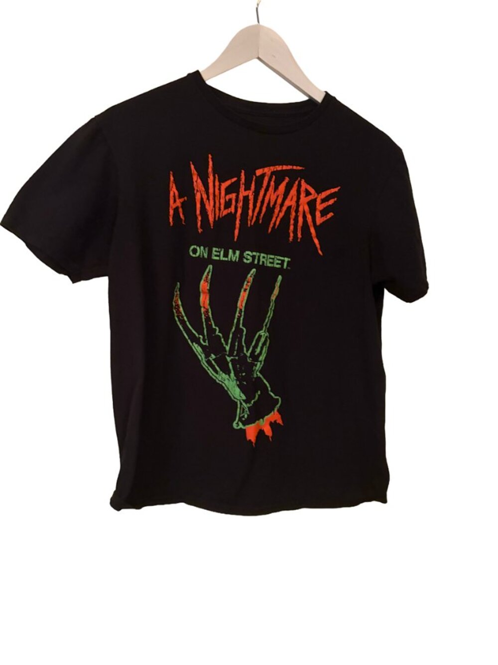A Nightmare on Elm Street Shirt Neon Orange Green Freddy Krueger Horror Size L